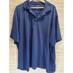 George Golf Polo Shirt – 2XL Blue, 100% Polyester, Vertical Stripe